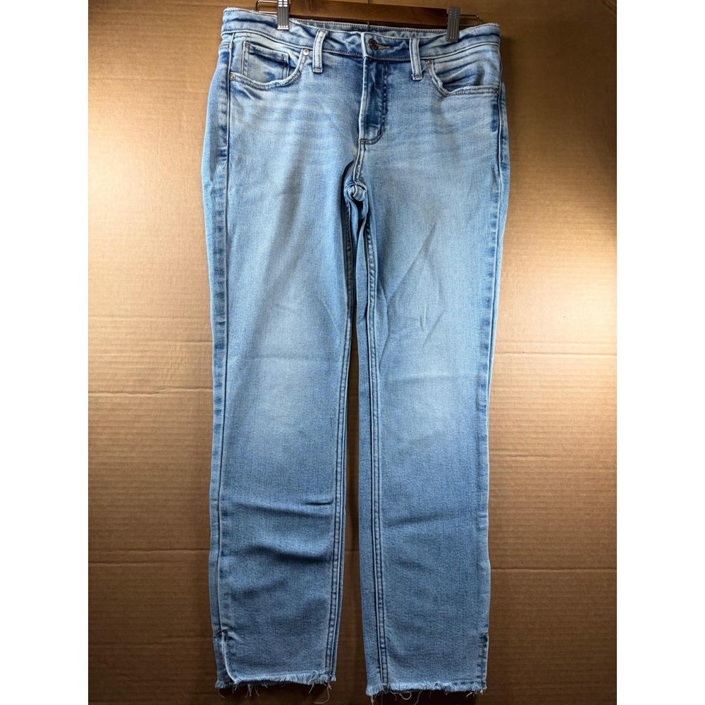 Silver Jeans Co Most Wanted Straight Crop Jeans Womens 30x26 Light Wash Raw Hem